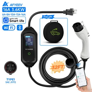 AFYEEV 3.6KW Portable Type1 SAE J1772 EV Charger EVSE US Plug 32ft APP Control - Picture 1 of 10