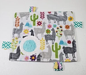 Taggies Lovey Security Blanket Gray Llama Cactus Textured Minky Backing - Picture 1 of 8