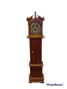 Vtg Dollhouse Miniatures Grandfather Clock Wood Walnut Finish 1:12 - Picture 1 of 7