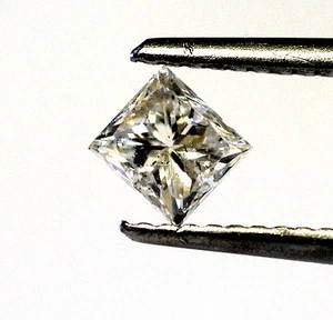Suelto .59ct Princesa I3 Top Marrón Claro Diamante Vintage Estate Antiguo 4.0x4.3mm - Imagen 1 de 6