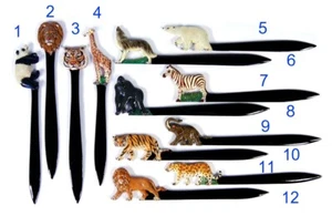 Tiger Löwe Wolf Panda Giraffe Elefant Gorilla Leopard Zebra Brieföffner - Bild 1 von 5