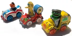 Set of 3 Vintage Hasbro Cast Iron Sesame Street Car Toys - Big Bird, Grouch... - Picture 1 of 15