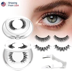 4PCS Women's Magnetic Natural Eyelashes Applicator Look Reusable False Eyelashes - Picture 1 of 17