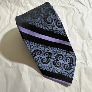 TED BAKER Púrpura/Negro Tira Floral Seda Hecho en EE. UU. 60"x3.5" - Imagen 1 de 6