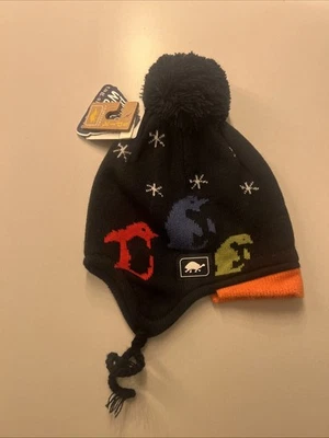 NUEVO gorro negro de dinosaurio Chomp Chomp de piel de tortuga talla pequeña Foto 1 de 4