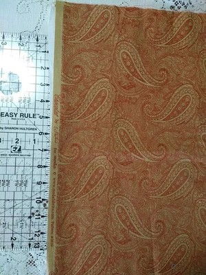 Chocolat by 3 Sisters for Moda Red Paisley on Tan Cotton BTHY 18x43" - Image 1 of 4