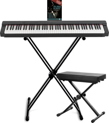 Set pianoforte da palco SP-316 di alta qualità nero con panca, supporto tastiera e scuola - Immagine 1 di 4