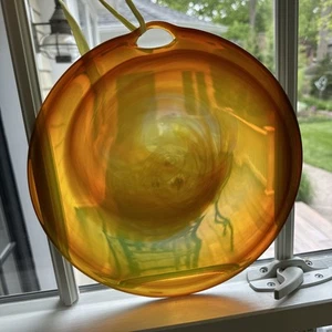 Salamandra Art Studio Hand Blown Glass Rondel Suncatcher 9” Signed & Dated '76 - Picture 1 of 8