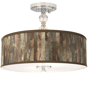 Paper Bark Giclee 16" Wide Semi-Flush Ceiling Light - Picture 1 of 4