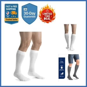 15-20 mmHg Women's Knee High Compression Socks - All-Day Comfort in Cool White - Picture 1 of 7