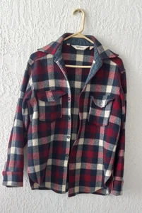 VINTAGE Woolrich 1970s Men's Large Plaid Wool Blend Shirt Made In USA Quality - Picture 1 of 7