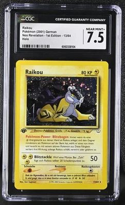 CGC 7.5 GERMAN Raikou Neo Revelation 1st Edition 13/64 Holo Pokemon Card - Image 1 of 2