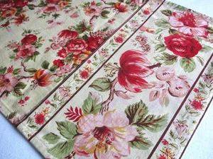 April Cornell Table Runner Pink & Green Floral Cotton French Country - Picture 1 of 6
