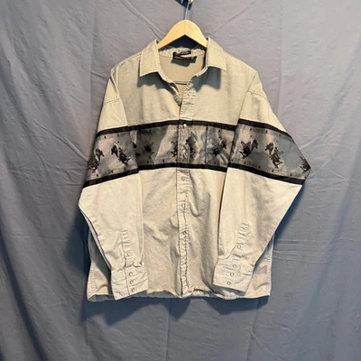 Camisa Western Ajustada Panhandle XL Beige Patrón Bull Rider Frente a Presión Foto 1 de 4