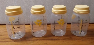 Botella de recolección de leche materna Medela con tapas de polipropileno transparente 5 oz. 4 piezas Foto 1 de 4