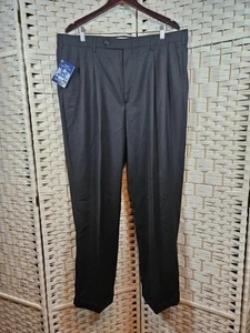 Herren Stafford Anzug separate schwarze Hose 40x32 Kammgarn Wolle Bündchen Neu mit Etikett - Bild 1 von 12