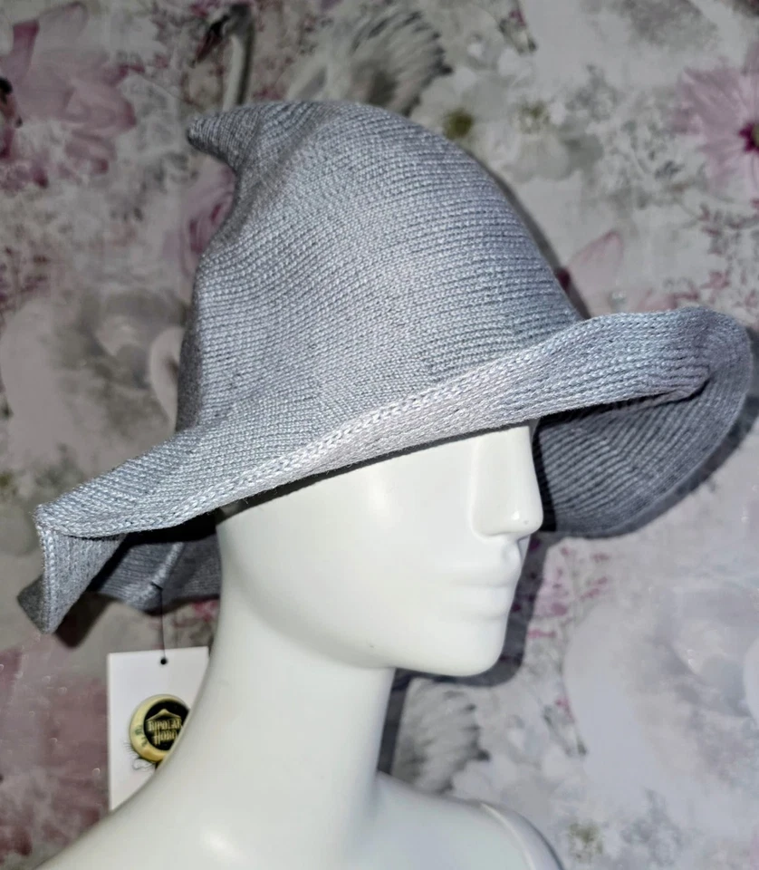 Sombrero de bruja transfronterizo clásico tejido - Top puntiagudo y ala ancha, gris Foto 1 de 1