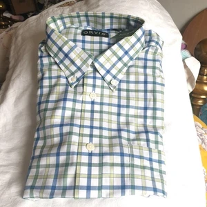 Orvis Check Shirt Sz XL Green Blue Button Down Cotton L Sleeve New - Picture 1 of 7