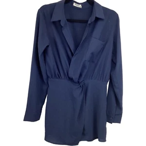 Essue Größe Small dunkelblau Faux Wickel Strampler Langarm Stretch Taille - Bild 1 von 8