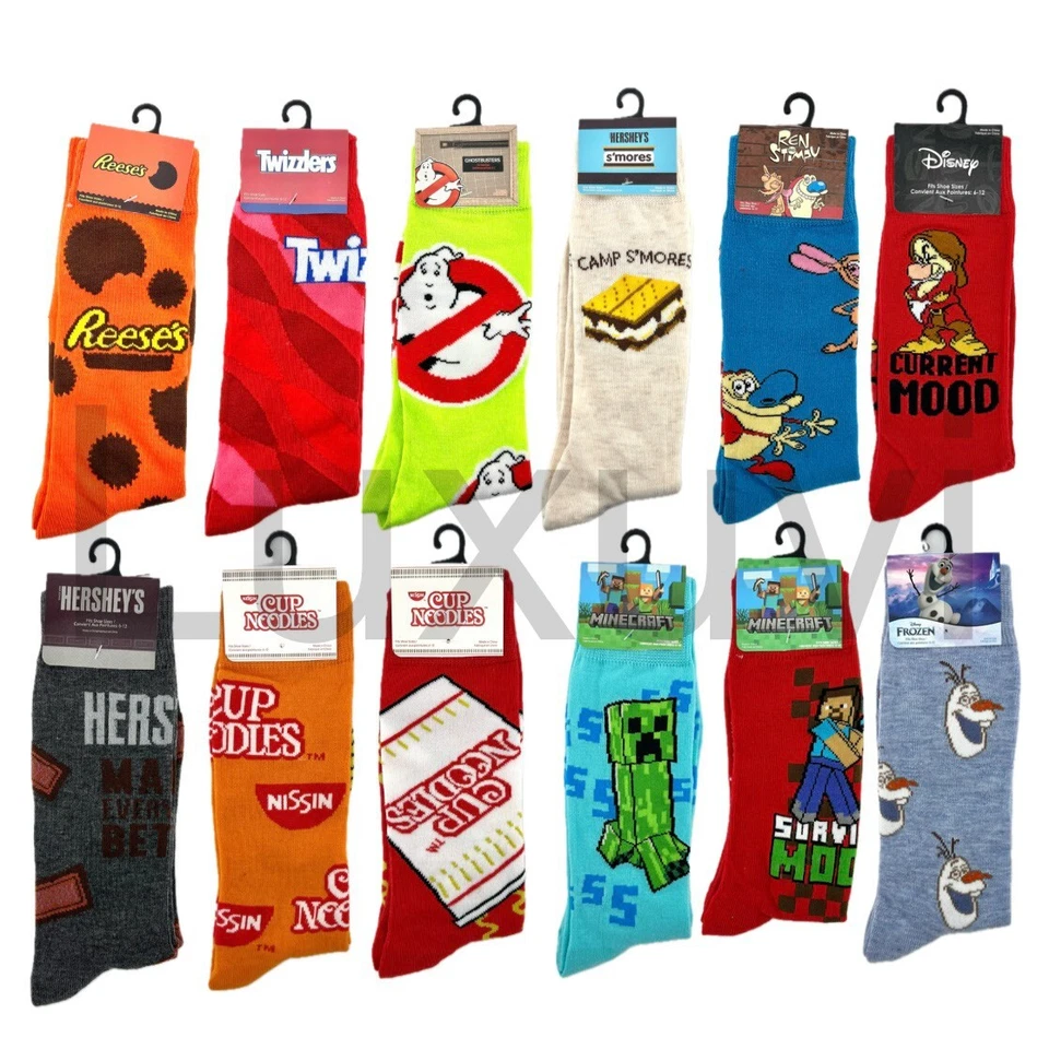Novelty Socks Fun Crazy Colorful Snack Movie & Game Designs Gift Men Women Teens - Image 1 of 1