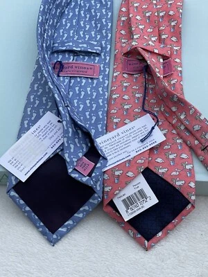 Lote de (2) corbatas de seda pelícano fruta de la pasión/huella Vineyard Vines recogidas a mano Foto 1 de 4