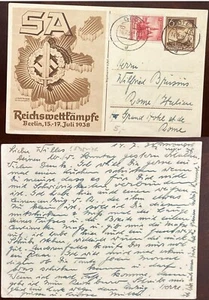 D)1938, GERMANY, POSTCARD, XVI SPORTS GYMNASTICS COMPETITION, BRESLAU, BRESLAU H - Picture 1 of 1