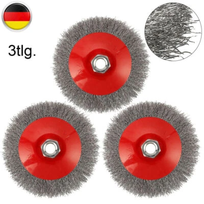 3X DRAHTBÜRSTE GEWELLT M14 Ø115 MM METALL KEGELBÜRSTE FÜR FLEX &WINKELSCHLEIFER - Bild 1 von 4