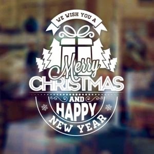 Frohe Weihnachten Deko Vintage Haus Schaufenster Wandaufkleber Grafik Schild - Bild 1 von 1