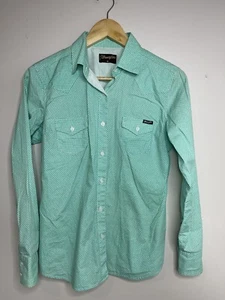 Wrangler Womens Long Sleeve Green Shirt Size 10 Western Cowgirl Rodeo - Picture 1 of 12