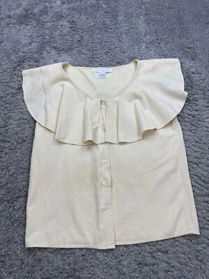 Blusa The Limited Top Mujer Pequeña Marfil Seda Capas Volantes Fuera del Hombro Foto 1 de 4