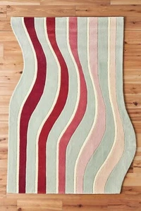 Hand Tufted Wave Rug Modern Design Irregular Shaped Rug Hand Tufted Woolen Rug - Picture 1 of 3