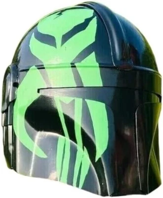 Мандалорец шлем зеленый узор первоклассный стекловолокно, Star Wars косплей и дисплей - Изображение 1 из 3