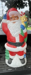Vintage winkender Weihnachtsmann mit Spielzeugsack Blasform - Bild 1 von 2