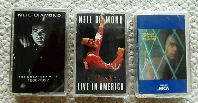3 NEW Neil Diamond Cassette Tapes, Live In America, Greatest Hits 1966-92, plus  - Image 1 of 4