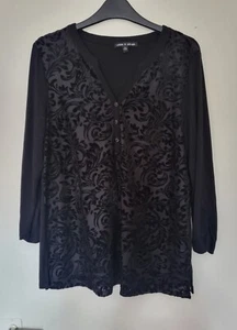 CABLE & GAUGE Ladies black warm embroidered blouse.top , size M, 36" - Picture 1 of 4