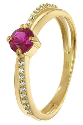 TRENDOR Schmuck Damenring 925 Silber Vergoldet Mit Synthetischem Korund 68964 - Bild 1 von 4