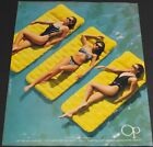 1985 Print Ad Sexy OP Beachwear Sun Bathing Beauties Bikini Swimsuit art Blonde