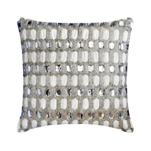 Decorative Throw Pillow Cover White 16"x16", Home Decor Silk - Kohinoor - Picture 1 of 3