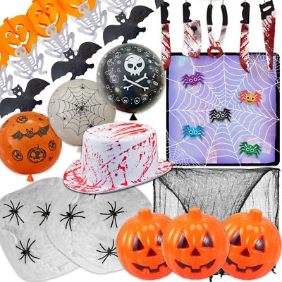 32 piezas PACK FIESTA HALLOWEEN GLOBOS TELARAÑAS GUIRNALDAS JUEGOS RELLENOS CALABAZA ++ Foto 1 de 4