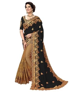 Women's Silk Heavy Embroidery Saree - Picture 1 of 54