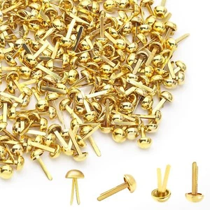 500 Pcs 6 x 12mm Brads Paper Fasteners Gold Tiny Brads Round Head Brads for P... - Picture 1 of 5
