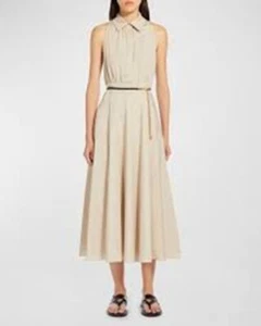 NWT Max Mara Studio Adepto Belted Cotton Poplin Midi Dress Size 12 MSRP$665 - Picture 1 of 12