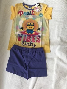 Girl's MINIONS SHORTIE Kids Pyjamas Set Pj's Age 5-6 years. Sealed in tags - Picture 1 of 5