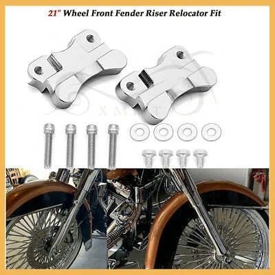 Reubicador elevador guardabarros delantero cromado CNC 21" para Harley Fatboy Softail FXST Foto 1 de 4