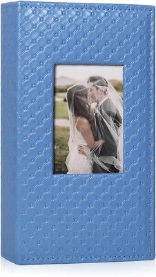 Álbum de fotos 200 4x6 de cuero con ventana, azul cielo, aniversario de boda familiar Foto 1 de 4