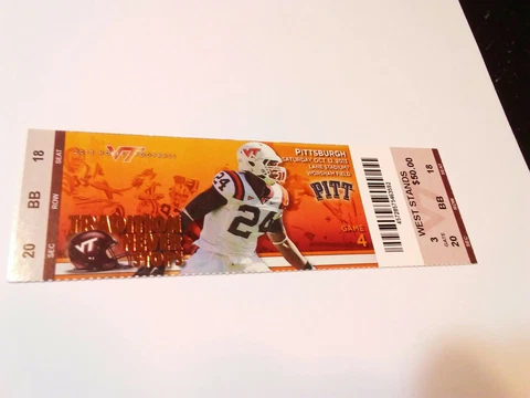 2013 Pittsburgh Pitt Panthers Virginia Tech Hokies Football Ticket Stub Cover