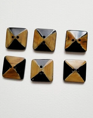 25mm Black/Brown Designer Square Horn 2 Hole Button Coat Buttons Large Buttons - Image 1 of 4