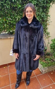 Coat Mink black Jacket giacca Pelliccia Visone 毛皮 Nerz Pelzmantel Fur vison - Picture 1 of 11