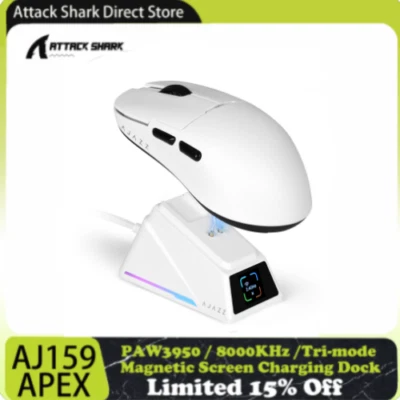 ATTACK SHARK AJ159APEX Gaming Mouse with Magnetic Screen Charging Dock - Image 1 of 4