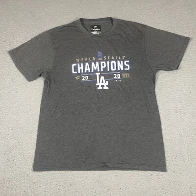 Camiseta LA Dodgers Adulto Gris Medio Béisbol 2020 Serie Mundial Campeones Equipo M Foto 1 de 4